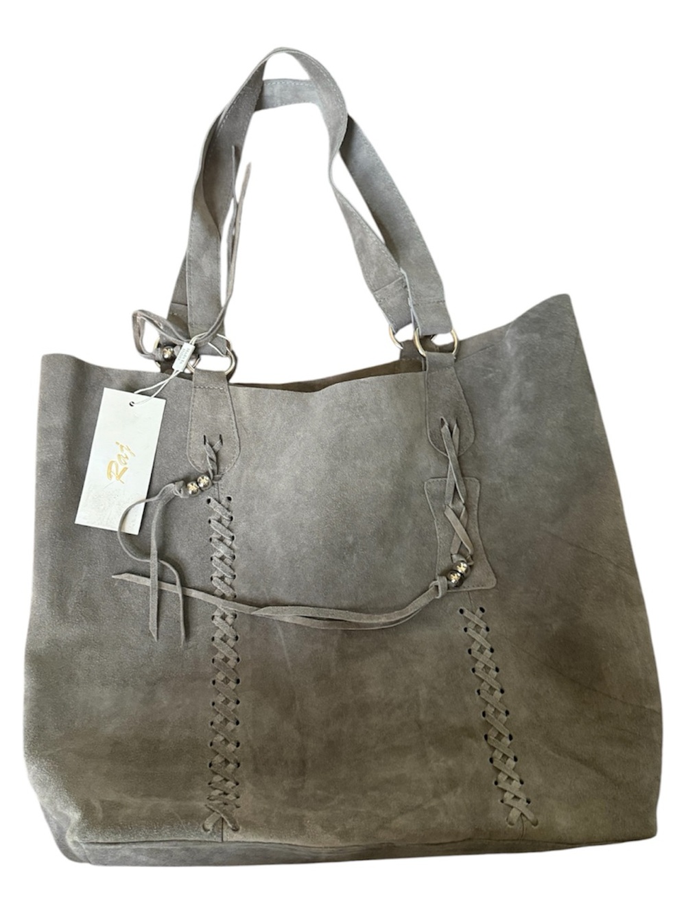 NEW Anthropologie RAJ Kangan Suede Large Shopper Gray Suede Tote Bag